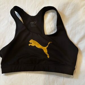 Puma Black Sports Bra with Gold Logo